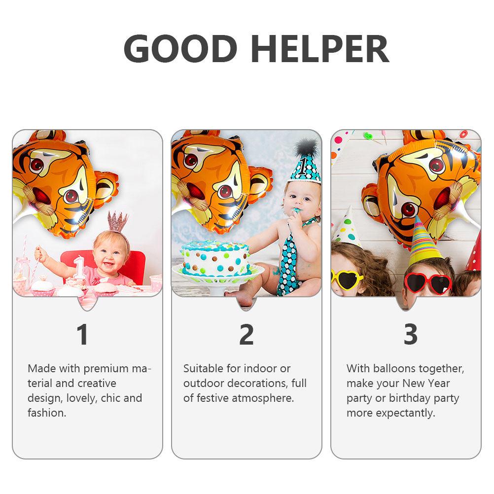 10Pcs Tiger Head Balloons Lovely Animals Pattern Balloons New Year Supplies Indoor Outdoor Animals Theme Balloon