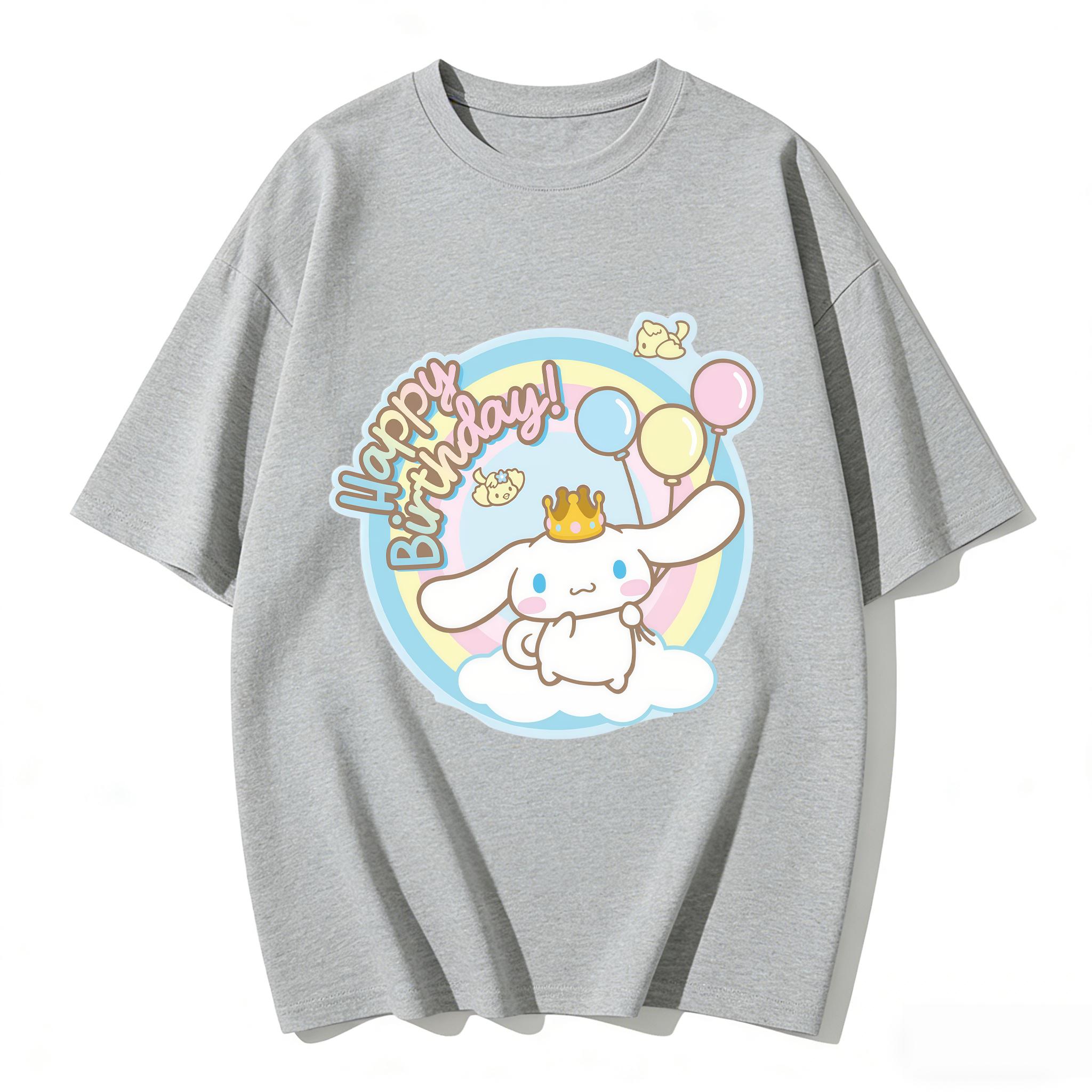 

2026 New Arrival Kawaii Cinnamoroll Happy Birthday Print Couple T Shirts Casual Family Matching Outfits Parentchild Tees Tops S