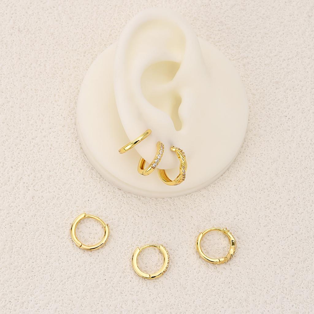 6PCS Simple Crystal Hoop Earrings for Women Gold Silver Color Cartilage Stackable Earrings Sets Female Party Accessories Jewelry