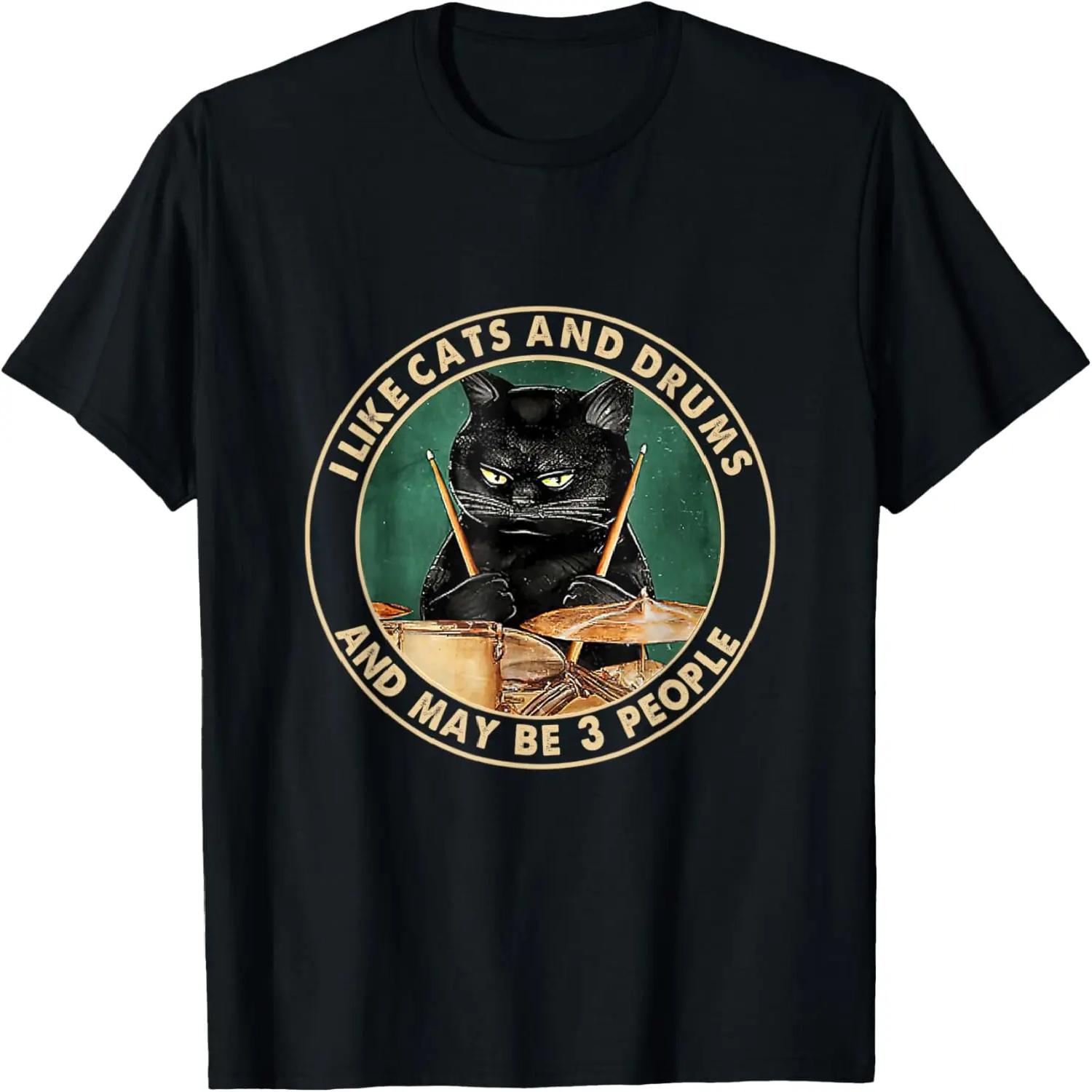 Я люблю кошек и барабаны и, может быть, 3 человек Футболка для любителей кошек и барабанов XXXXXL разноцветный