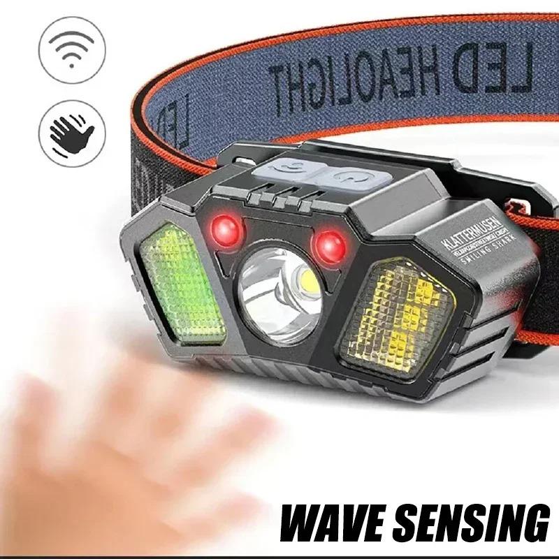 LED Multifunctional Strong Bald Light Wave Sensing Headlight Ultra Long Endurance Outdoor Emergency Lighting Work Light