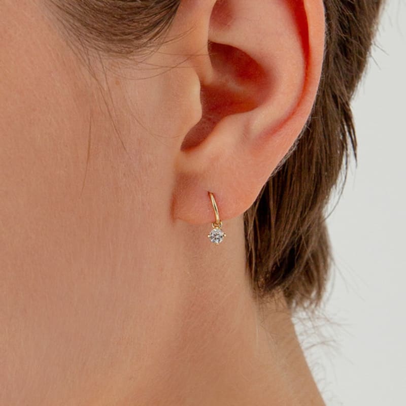 LUNNE 14k Signity Drop One-Touch Earrings (14k Gold) #E05