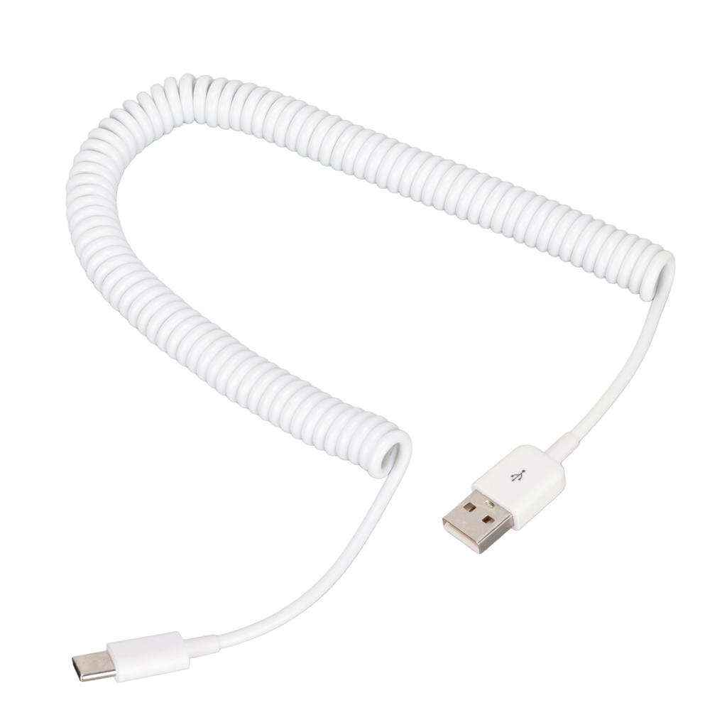 Coiled Charger Cable Type C To USB 2.0 Male 480Mbps Fast Data Extension Cord for Cellphone 9.8ft