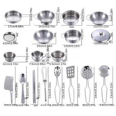 25Pcs Simulation Mini Kitchen Items Play House Toys Cooking Utensils Pots Pans Food Toy Birthday Gifts for Boys and Girls