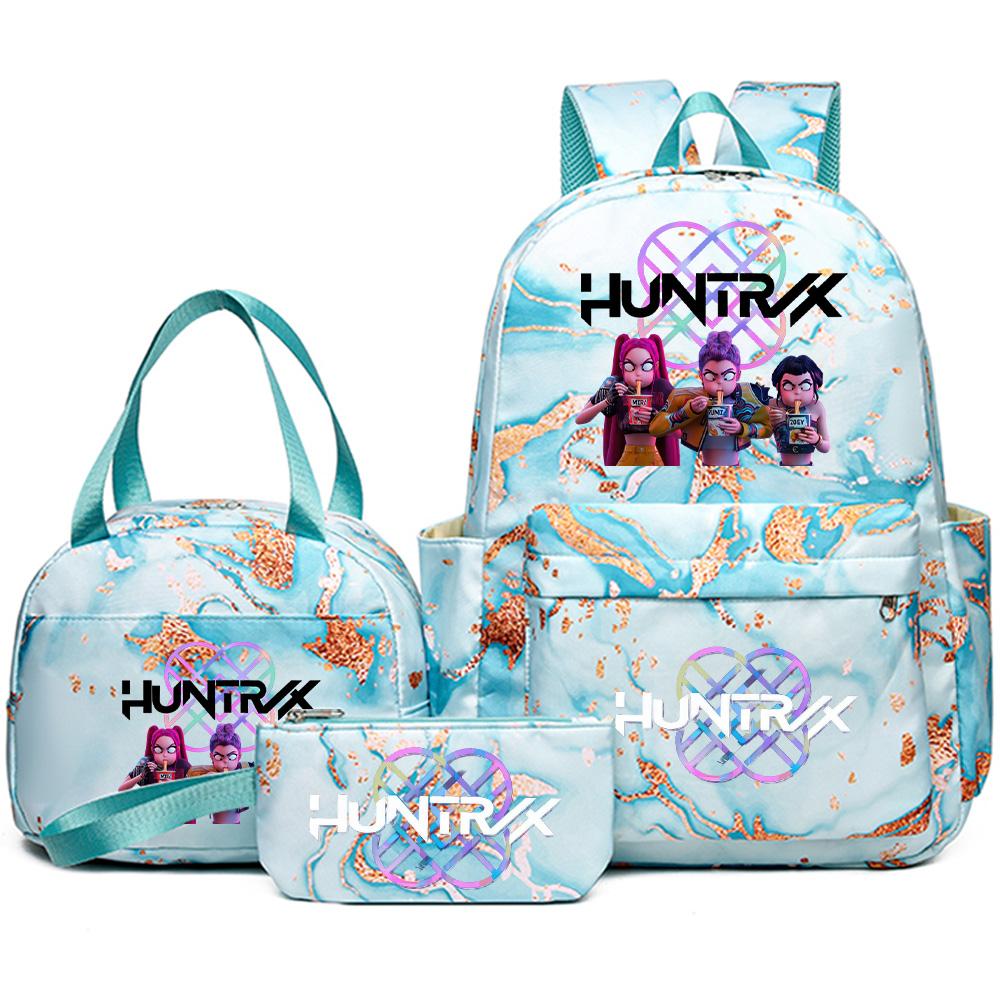 3Pcs/set Cartoon Kpop Printed Backpack with Handbag Pencil Case for Teenager Student Girl Boy Bookbag Schoolbag Women Large Capacity Travel Bag