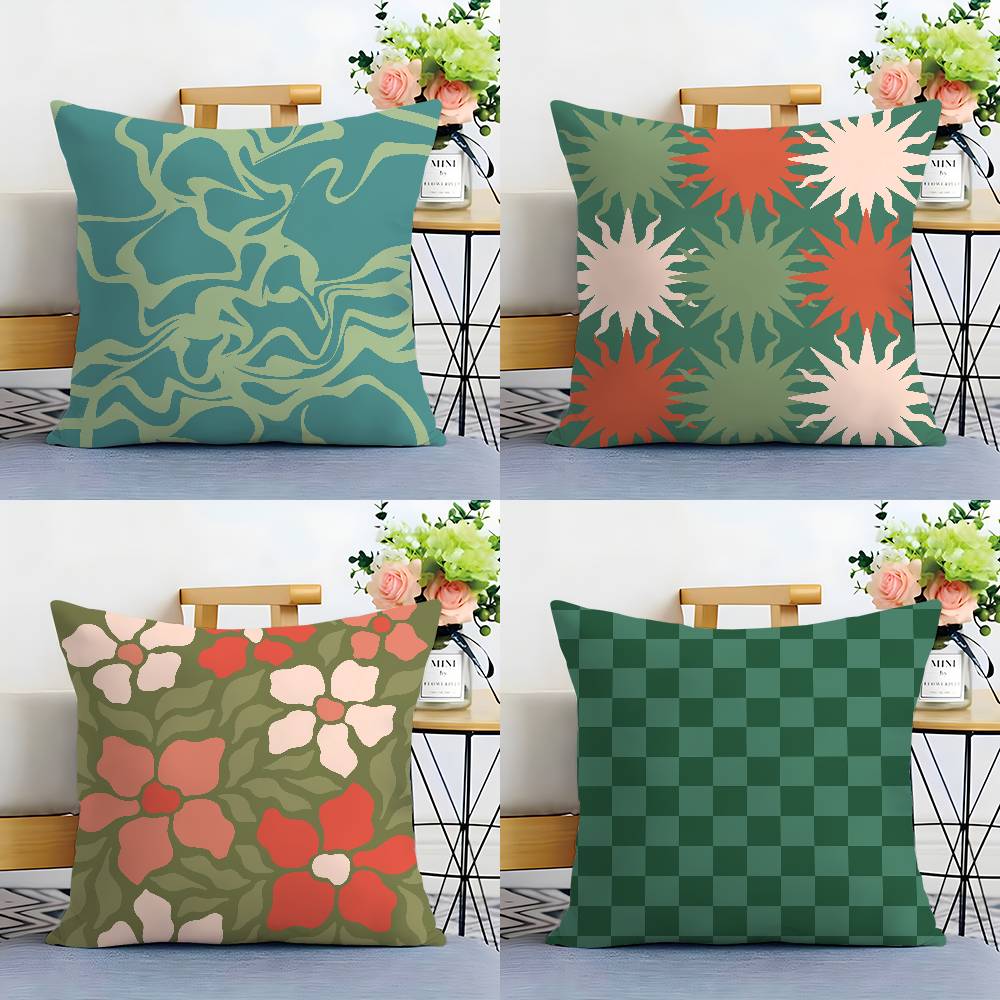 Bohemia Green Pillow Case Plush Fabric Soft Double Sided Print Home Sofa High Quality Cushion Cover Throw