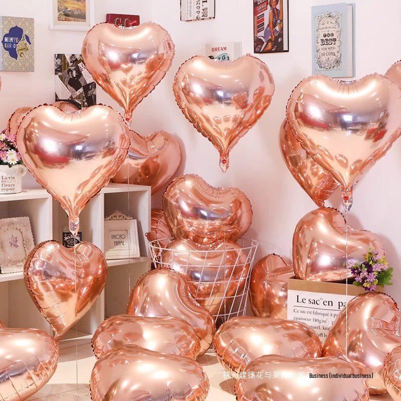Heart-Shaped Love Aluminum Balloons for Weddings, Engagements, Birthday Decorations, and Romantic Occasions.