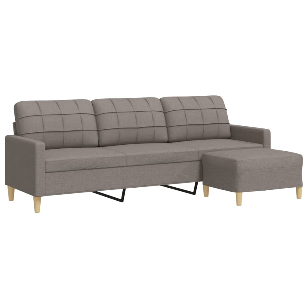 Vidaxl 3-Osobowa Sofa Z Podnóżkiem, Kolor Taupe, 210 Cm, Tkaniną