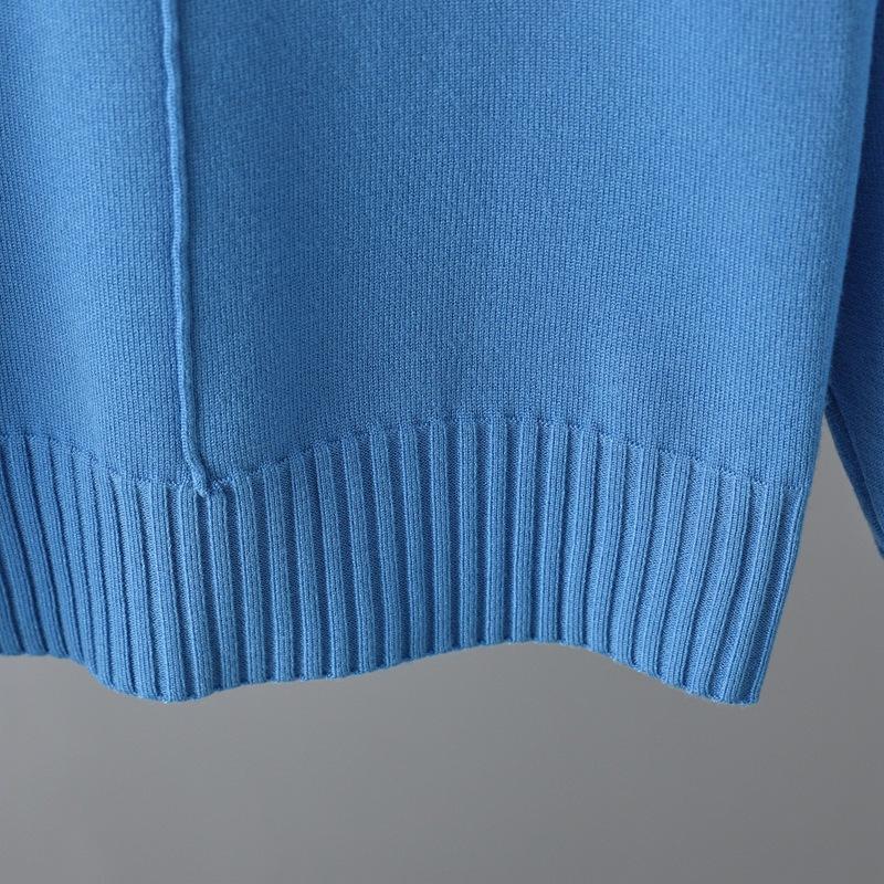 QICED Casual and Fashionable Autumn and Winter High-neck Solid-color Sweater Knitted Two-piece Set