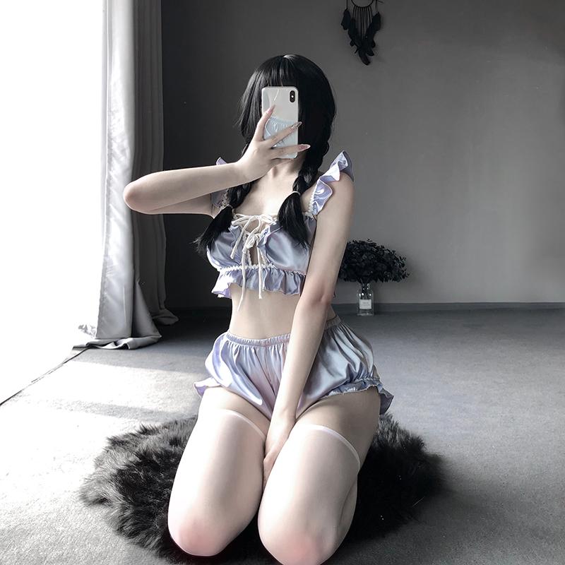 Lenjerie sexy Încântător stil de curte. Costum de uniformă de servitoare pentru jocuri de rol, fără spate