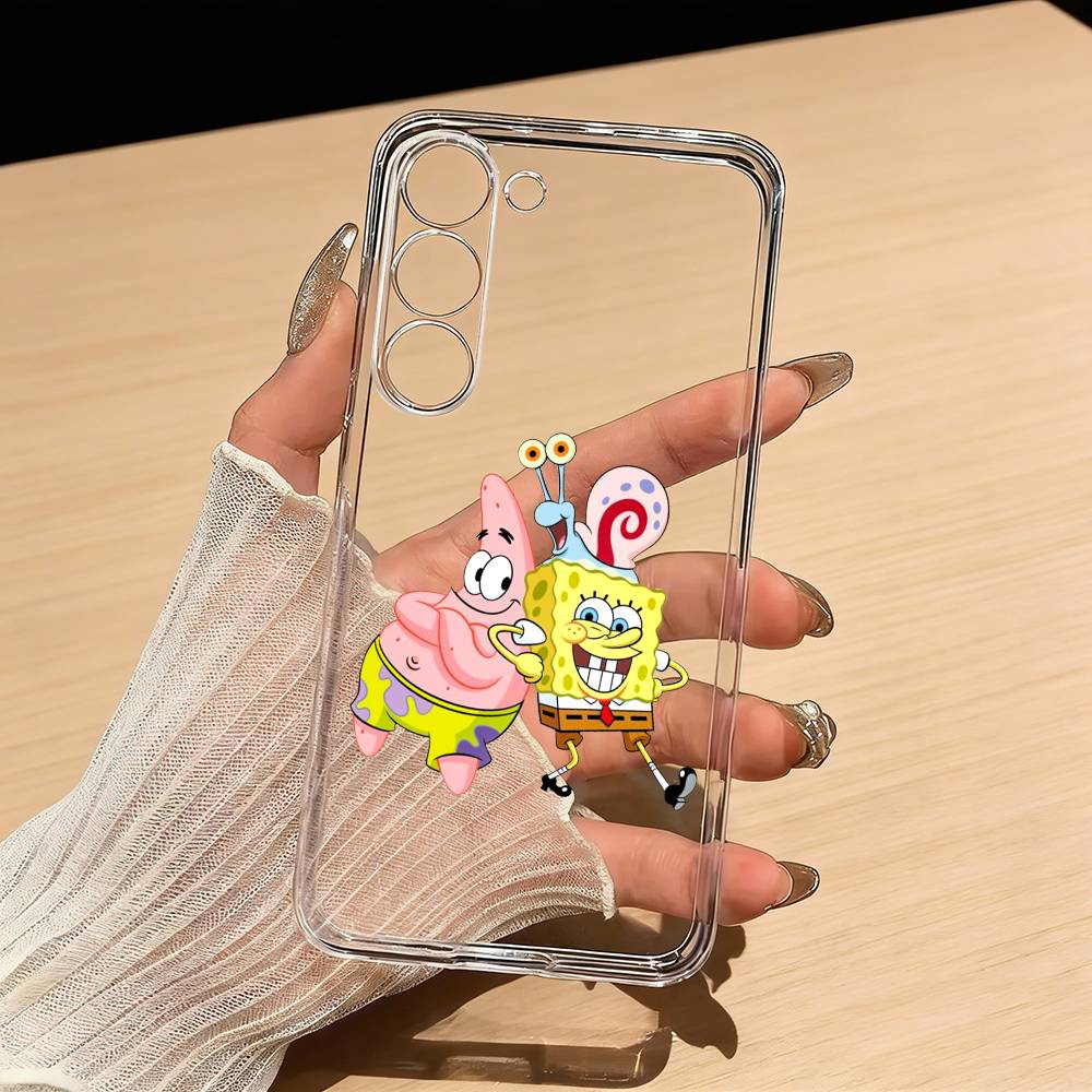 

Cute S-Sponge Funny B-Bob Phone Case For Samsung S25,S24,S21,S22,S23,S30,Ultra,S20,Plus,Fe,Lite Transparent Cover Samsung S21Ultra