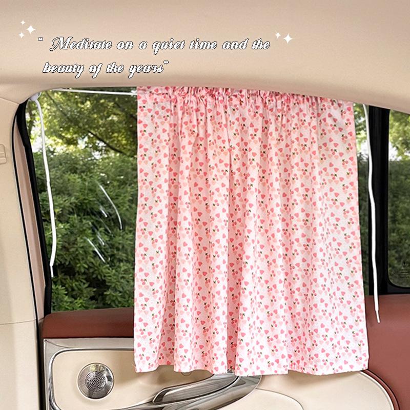 Summer Cartoon Cotton Car Sunshade Blackout Curtains with Suction Cups - Sun Protection and Heat Insulation.