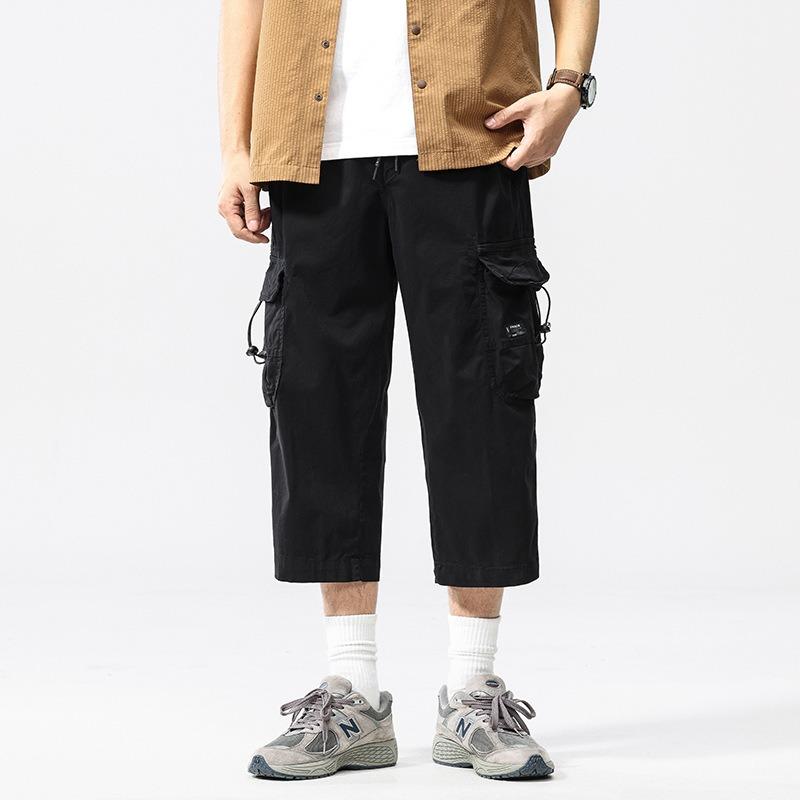 Overalls summer new men's casual loose men's eight-point pants retro trendy brand men's high-end pants