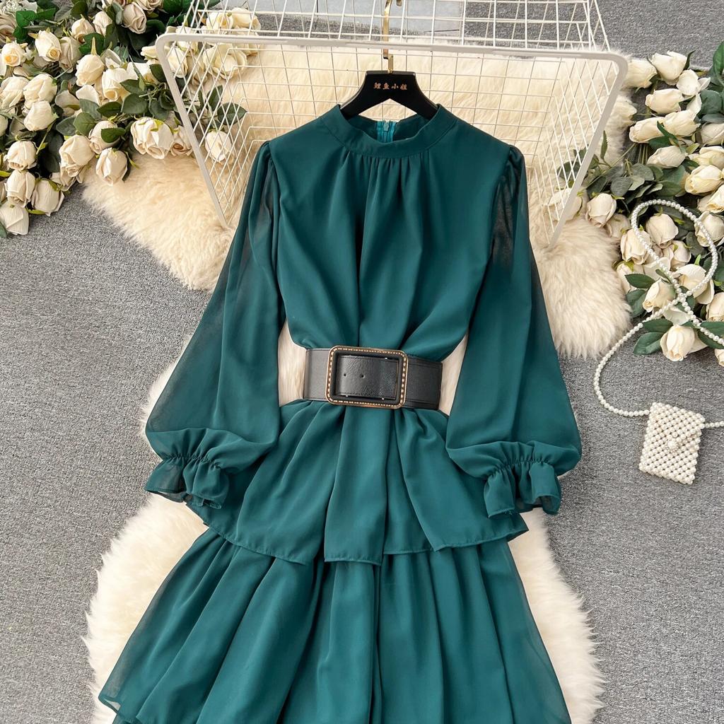 Podzimní krajka Vintage pohádkové šaty Dámské Patchwork Elegantní Party Midi Šaty Dámská mašle Korejská móda One Piece Sweet Dress 2024