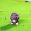 2Pcs Desktop Decoration  Simulated Pigmy Hippopotamus Eye-Catching Action Figure Trendy Ornament Cute Figurine
