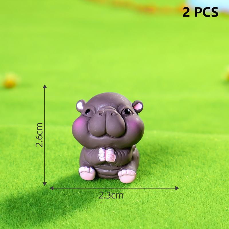 2Pcs Desktop Decoration  Simulated Pigmy Hippopotamus Eye-Catching Action Figure Trendy Ornament Cute Figurine