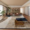 Alfombra Beige Wabi-Sabi Fácil de Limpiar para Sala de Estar Decoración del Hogar Antideslizante Suave Alfombra Abstracta Plegable Terciopelo Corto Alfombrilla para Mesas de Café