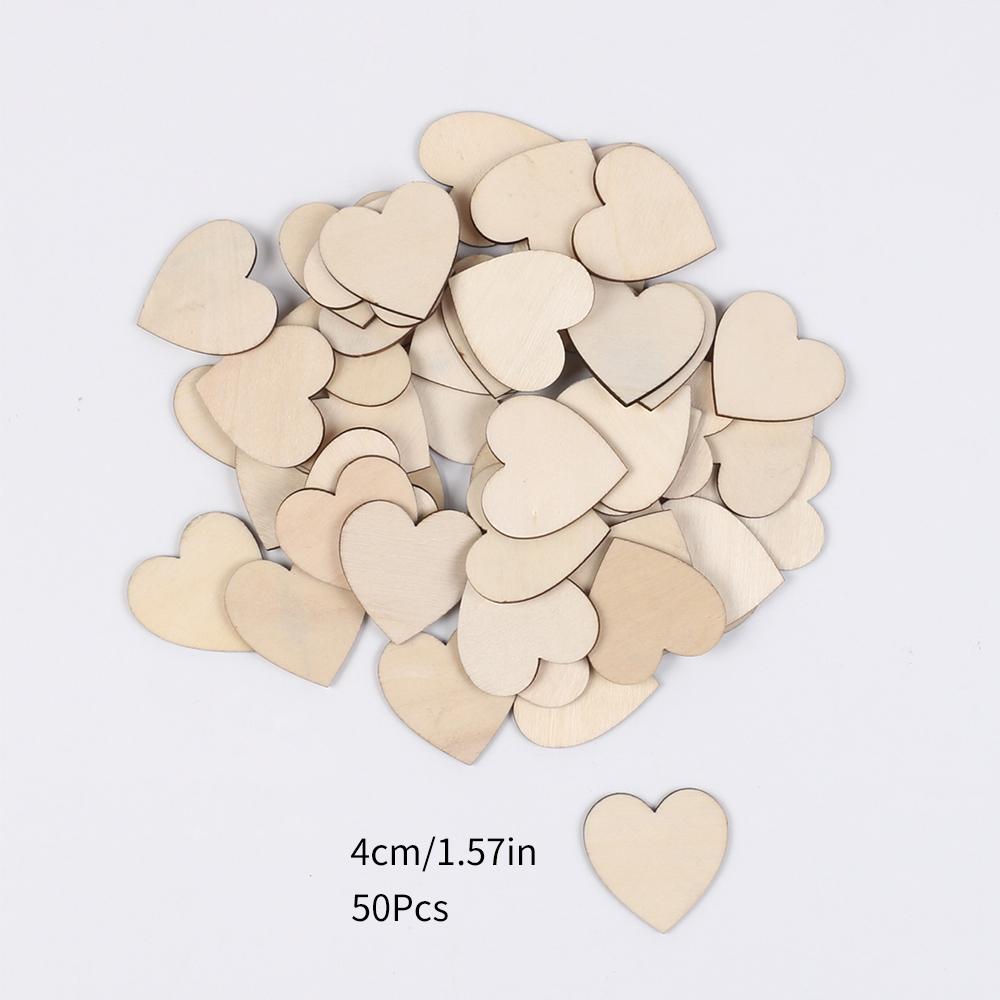 50/100/200Pcs Unfinished Wooden Hearts for Crafts 1-6cm Heart Blank Wood Ornaments Birthday Wedding Party Christmas Decor