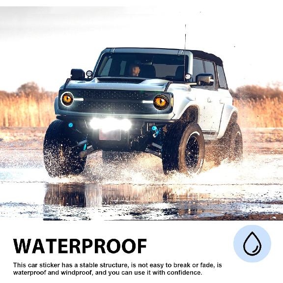 2 PCS Car Beast Eyes Decals, 3D Stereo Beast Eyes Stickers, Water-Proof Round Light Decal, Cool Beast Eyes Light Decoration Stickers, Suitable For