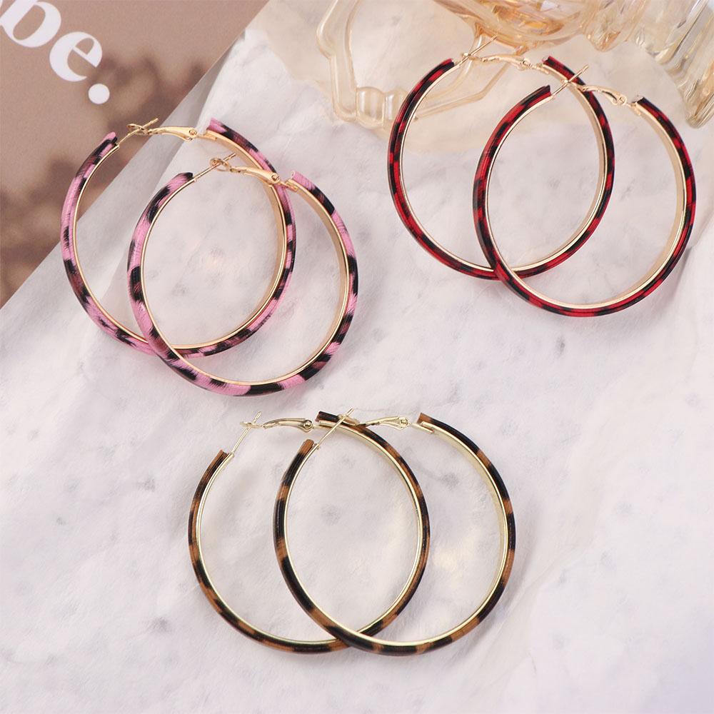 Y2k Resin Hoop Earrings Circle Women's Jewelry Vintage Leopard Hoop Earrings Gift