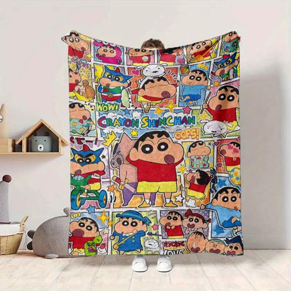 1PC Crayon Shin chan Blanket Lightweight Flannel Throw Blanket for Sofa, Bed, Travel, Camping, Livingroom, Office, Couch