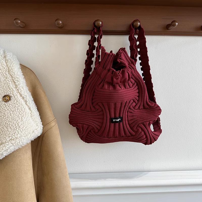 Multifunctional Pleated Elastic Knit Backpack
