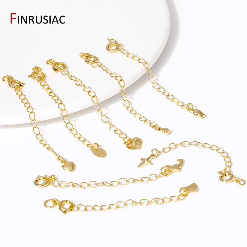 14K Gold Plated Extension Chain With Lobster Clasps End Extension Tail Chain Connector For DIY Bracelet Necklace Making Findings