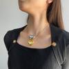 Dainty Two-Sided Heart-shaped Pendant Necklace Vintage Hip-hop Sweater Chain Lightweight Choker Necklace Ornament