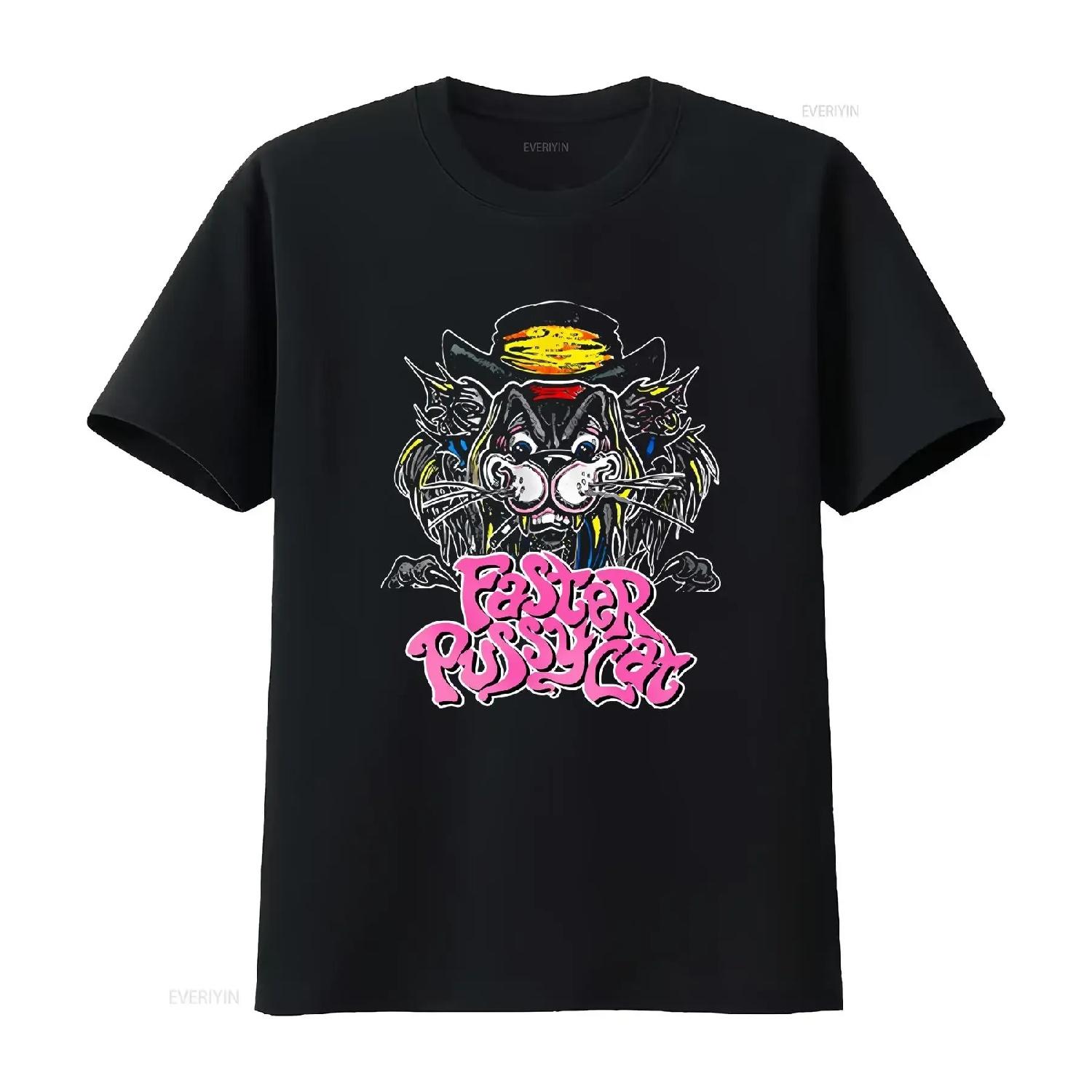 

Хлопковая футболка группы Faster Pussycat Все размеры от S до 5XL винтажная стираная унисекс дизайнерская одежда мягкий топ для повседневной носки повседневная S чёрный