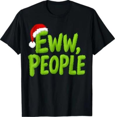 Eww, People Santa Hat Green Funny Christmas Mens Womens T-Shirt