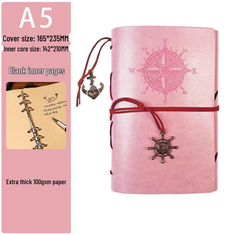 Vintage Pirate-Themed Loose-Leaf Journal - Kraft Paper & Doodle Diary