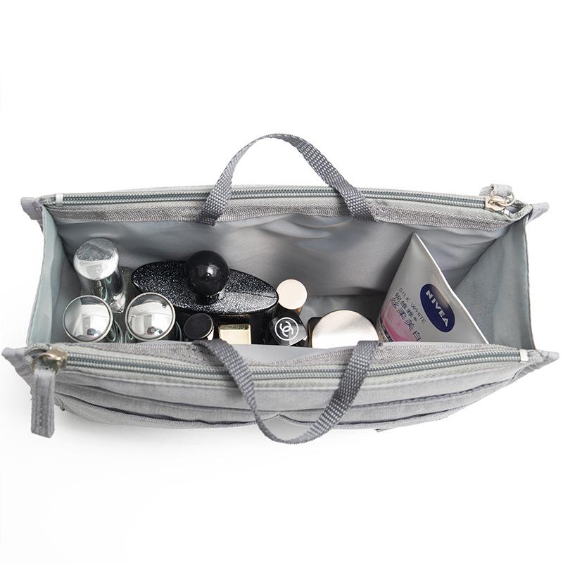 Large Capacity Fashion Cosmetic Bag with Double Zipper - Stylish Handheld Organizer