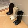 Autumn and winter women's boots versatile round head flat bottom soft thin boots medium tube knight boots women