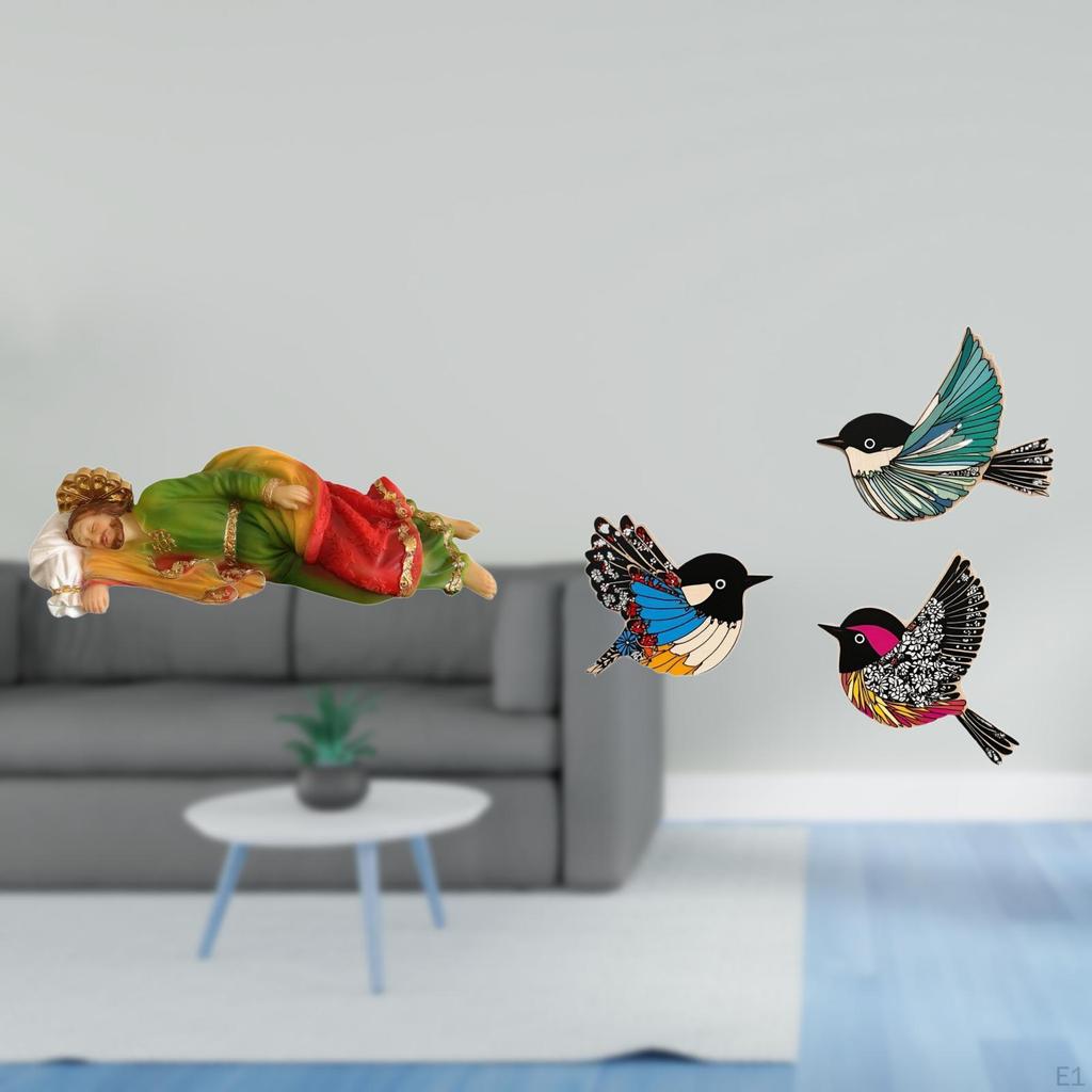 Resin Joseph Sculpture And Wooden Bird Wall Art Decorative Display for Tabletop Shelf Office Car