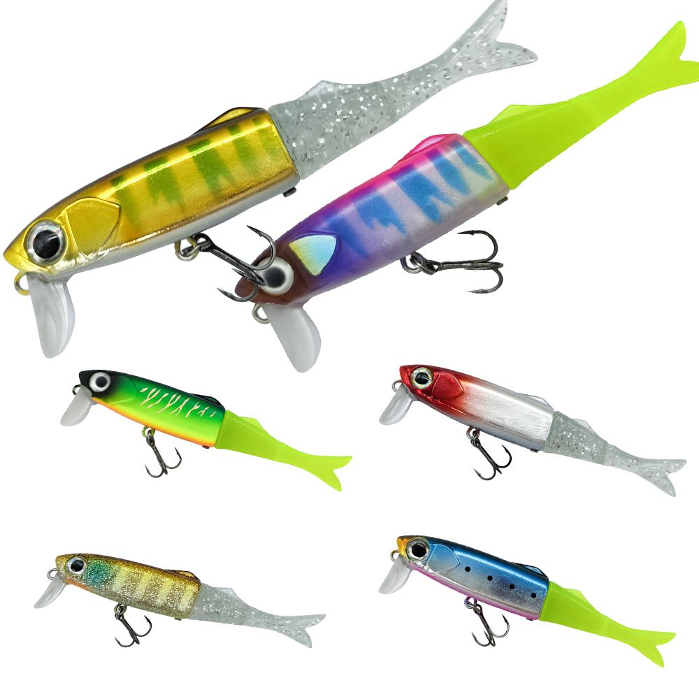 Oem Freshwater Bass Perch Trout Wobbler Fishing Lure Pesca Artificial Hard Baits 65mm 5g Floating Minnow Bait With 3 Soft Tail