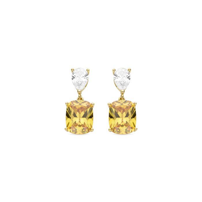 Boucles D'oreilles Luxenter En Argent 925 Avec Padparadscha Finies En or Jaune 18K - Himal