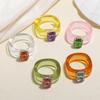 Fashion Simple Inlaid Colorful Zircon Resin Ring Women Sweet Cute Birthday Party Commemorative Jewelry Gift
