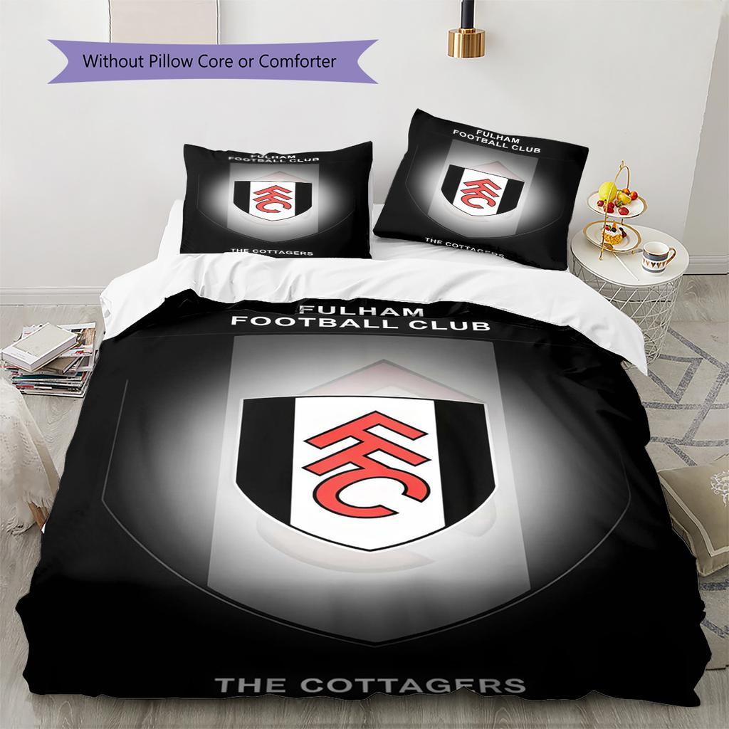 Fulham F.C Teppichmuster Bettwäsche Steppdecke Set Bettbezug Kissenbezug Heimdekoration Geburtstagsgeschenk (1 Bettbezug + 2 Kissenbezüge, ohne Füllung)