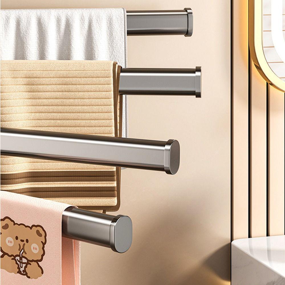 Multi-bar Swivel Towel Bar Rotating Bathroom Towel Rod Punch-free Hanging Towel Holder  Toilet