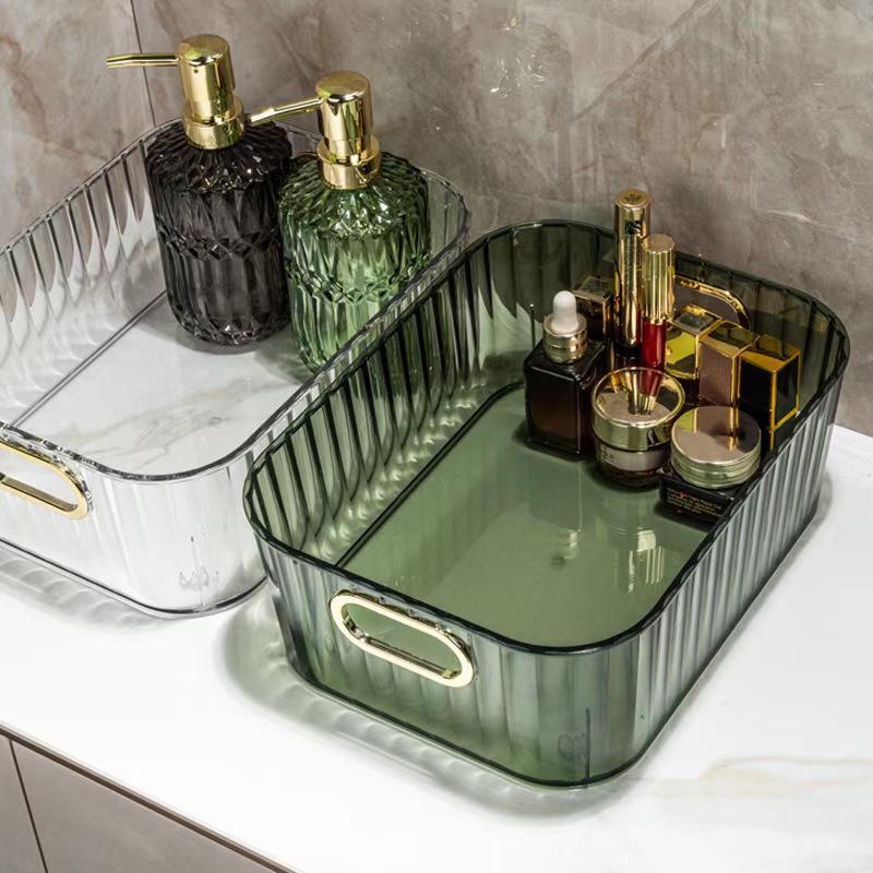 Transparent Storage Box Cosmetic Box Storage Container Plastic Storage Box Clear Drawer With Handle Stackable