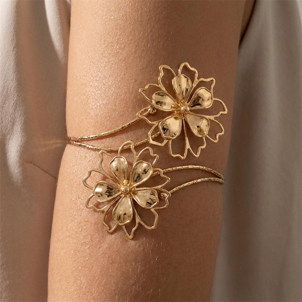 Flower Arm Cuff Bracelet Irregular Pattern Hollow Arm Cuff Personality Exaggerated Fashion Trend Accessory Daily Accessory