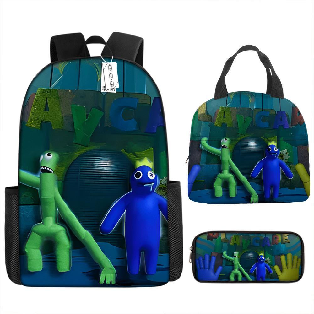 Rainbow Friends School Bag Rainbow Friends Backpack Three-piece Set for Elementary School Students Large Capacity Cartoon Computer Bag