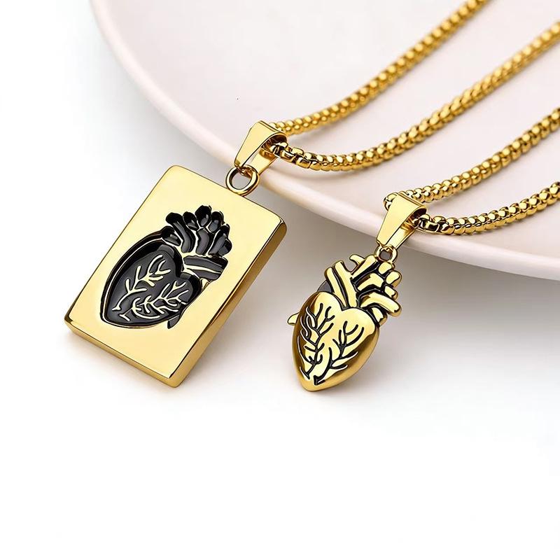 Hip Hop Trend Heart Styling Pendant Design Couple Necklace Holiday Commemorative Gift Accessories