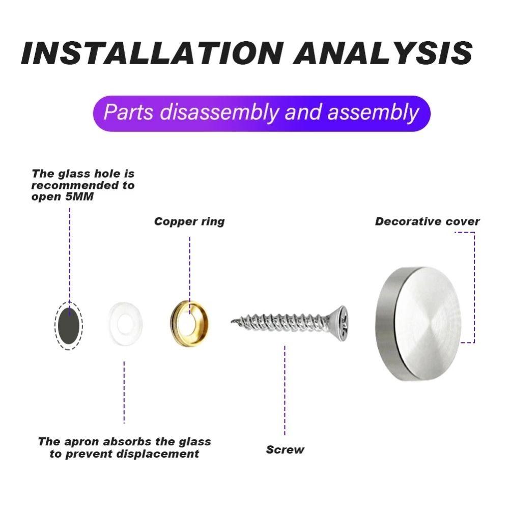 Home Improvement Stainless Steel Mirror Nails Screw Cap Silver 16/22/25mm Screws Decorative Cap Decoration Screw Covers Mirror