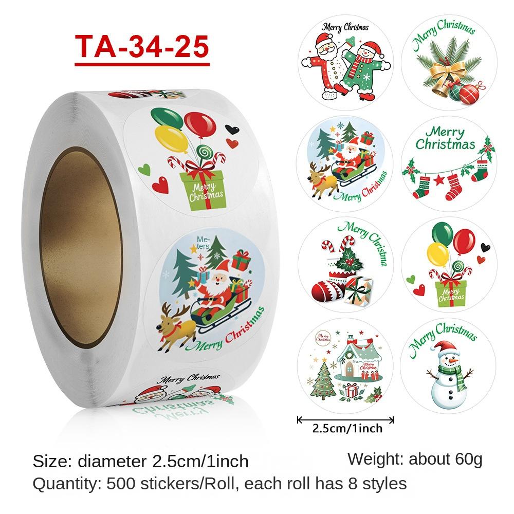 

500 аркушів Веселого Різдва Наклейки Святкові Наклейки Для вечірок Конверти Канцтовари Картки Етикетки Подарункові Пломби Наклейки Декорація 2.5cm