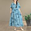 DIMANAF New 2026 Women Plus Size Spring Summer Casual Long Dress Floral Print Cotton Loose Oversize Maxi Beach Sundress