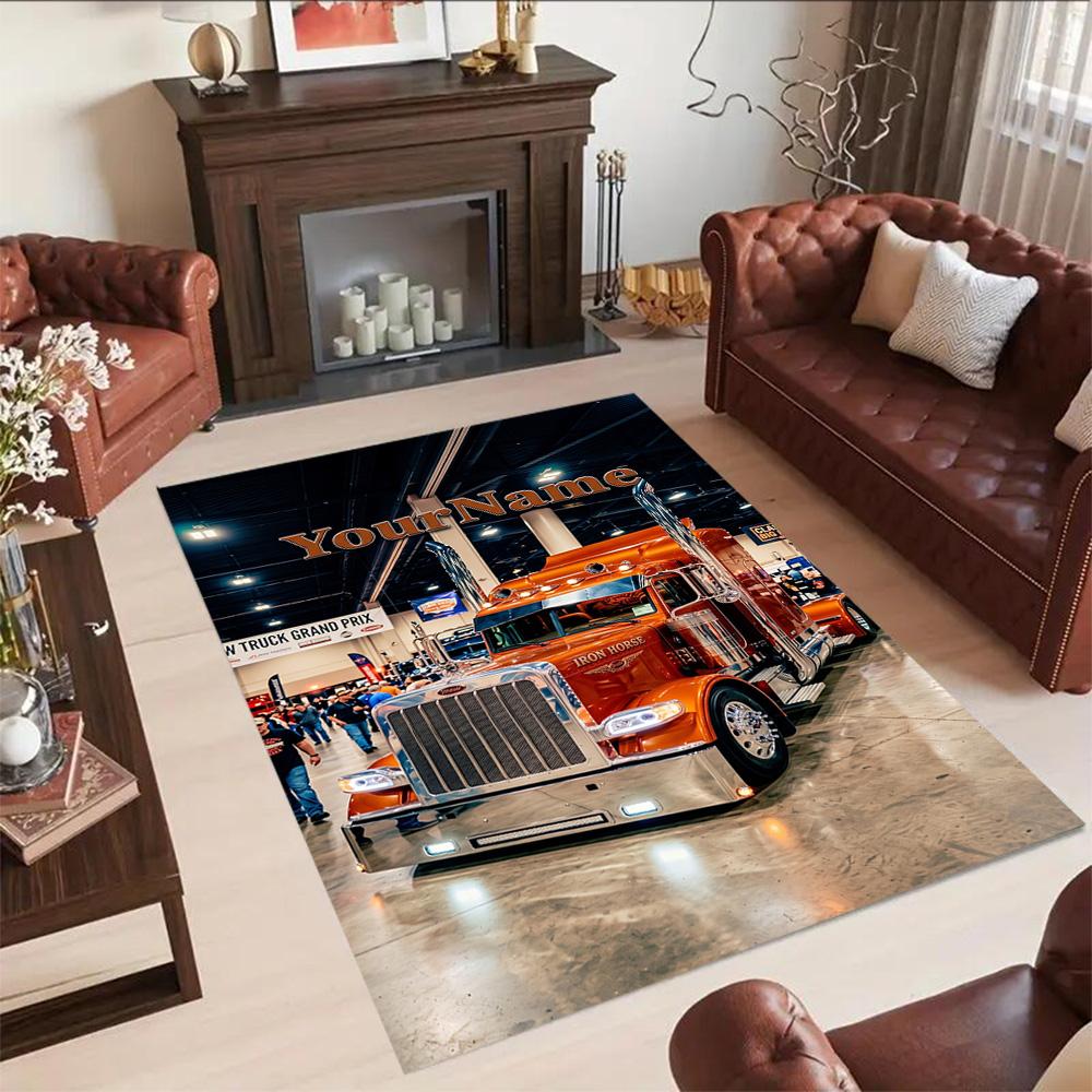 Kw Heavy Trucks Customizable Name Floor Mat Perfect for Hallway Bedrooms Outdoor Entryway Anti-slip Rug Decorate Offices