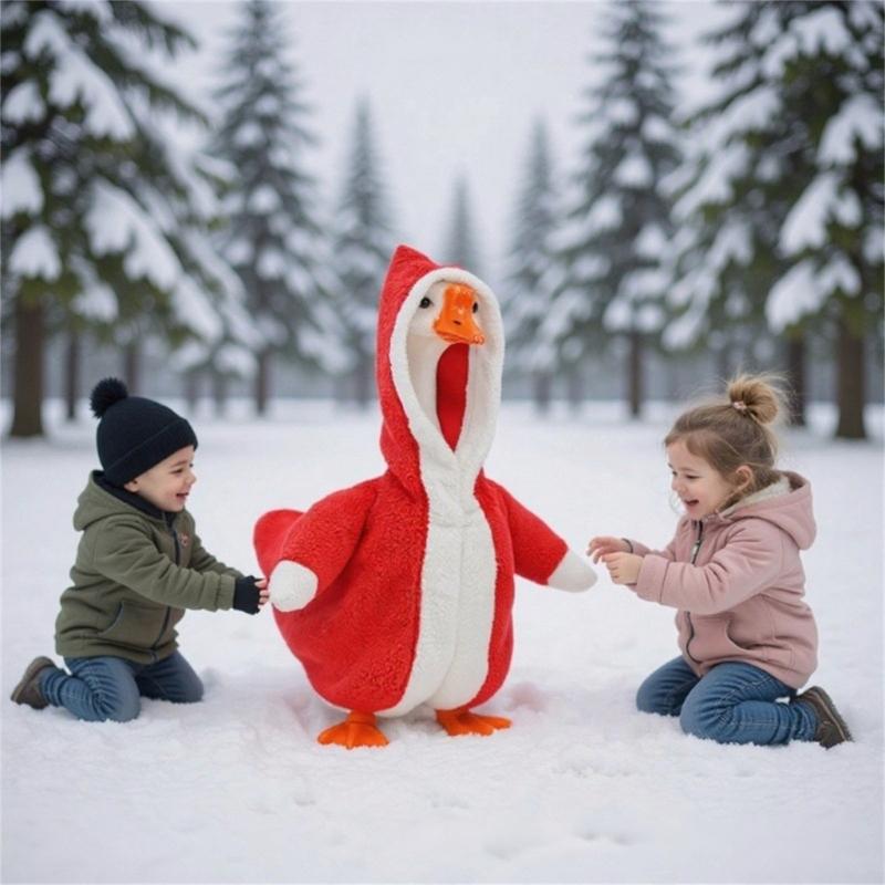 Christmas Geese Outfit With Soft Fabric Holiday Porch Decoration For Home Garden Statue