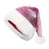Christmas Sequin Santa Hat for Adults Unisex Glittery Sparkly Holiday Hat with Fluffy Pompom for New Year Xmas Party Supplies