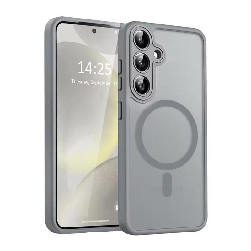Luxury Matte Phone Case For Samsung Galaxy S25 S24 S23 Ultra Plus S25Ultra S24Ultra S23Ultra S24FE Magsafe Wireless Charge Cover